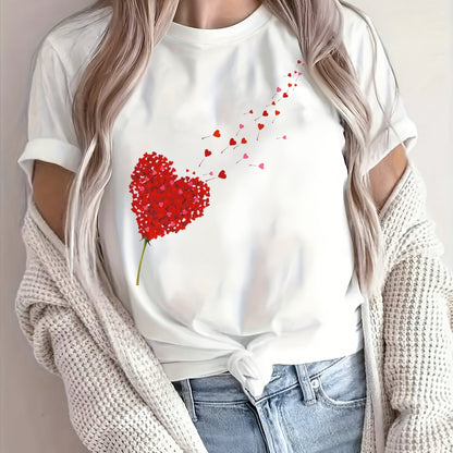Valentina | Cute and Romantic T-shirt with Pink Hearts and Flowers