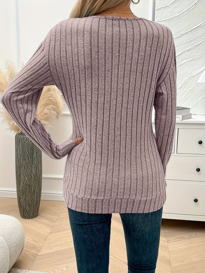 Vera | Plain Colour V-Neck Long Sleeve T-Shirt