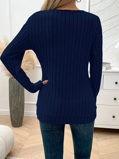 Vera | Plain Colour V-Neck Long Sleeve T-Shirt