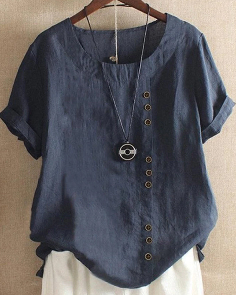 Vera | Plain T-shirt with Round Neck and Short Sleeves
