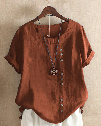 Vera | Plain T-shirt with Round Neck and Short Sleeves