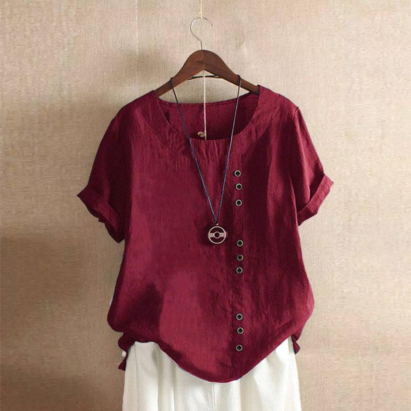 Vera | Plain T-shirt with Round Neck and Short Sleeves
