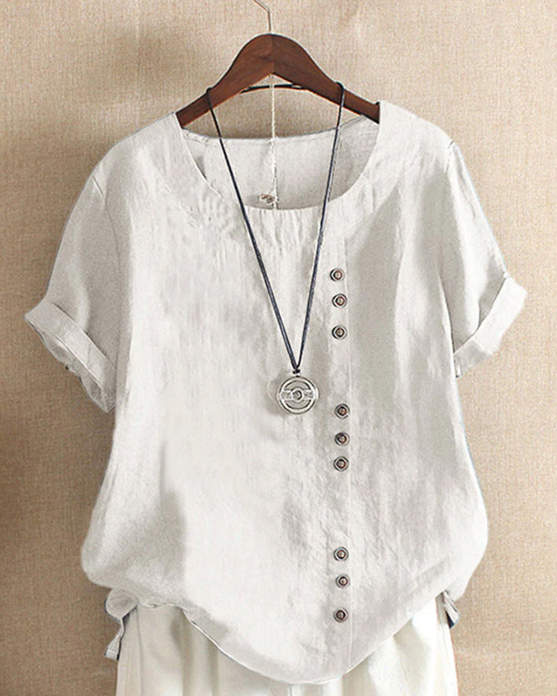 Vera | Plain T-shirt with Round Neck and Short Sleeves