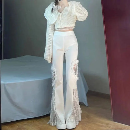 Viola | Flared Trousers | High Waist | Lace Details