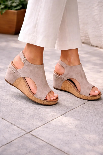 Platform wedge sandals with cutout