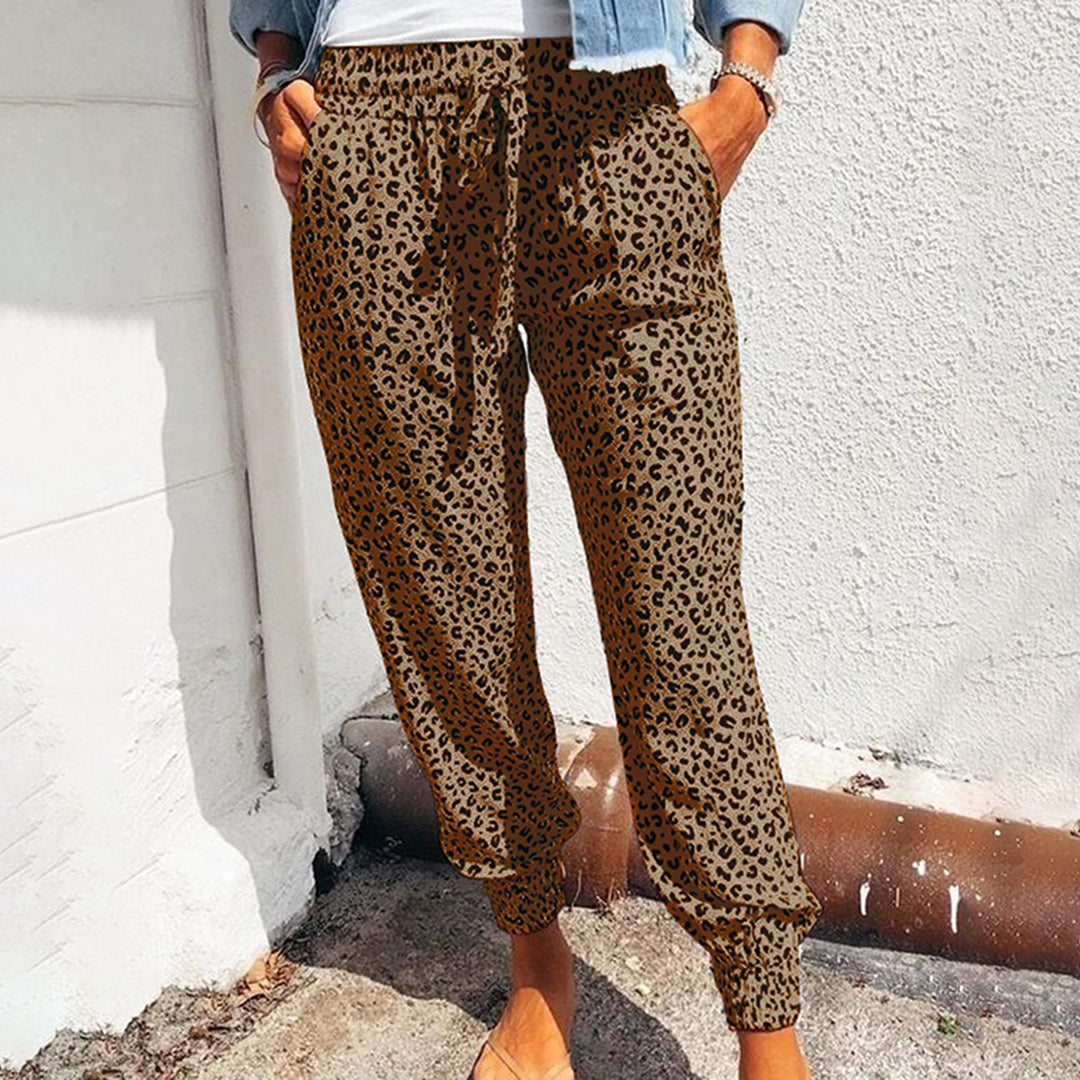 Xandra | Ladies' Trousers with Leopard Print