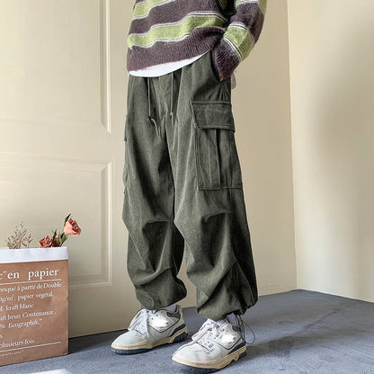 Yusuf | Baggy corduroy cargo trousers for men