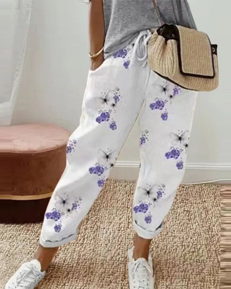 Zoë | Casual linen women's trousers with pockets